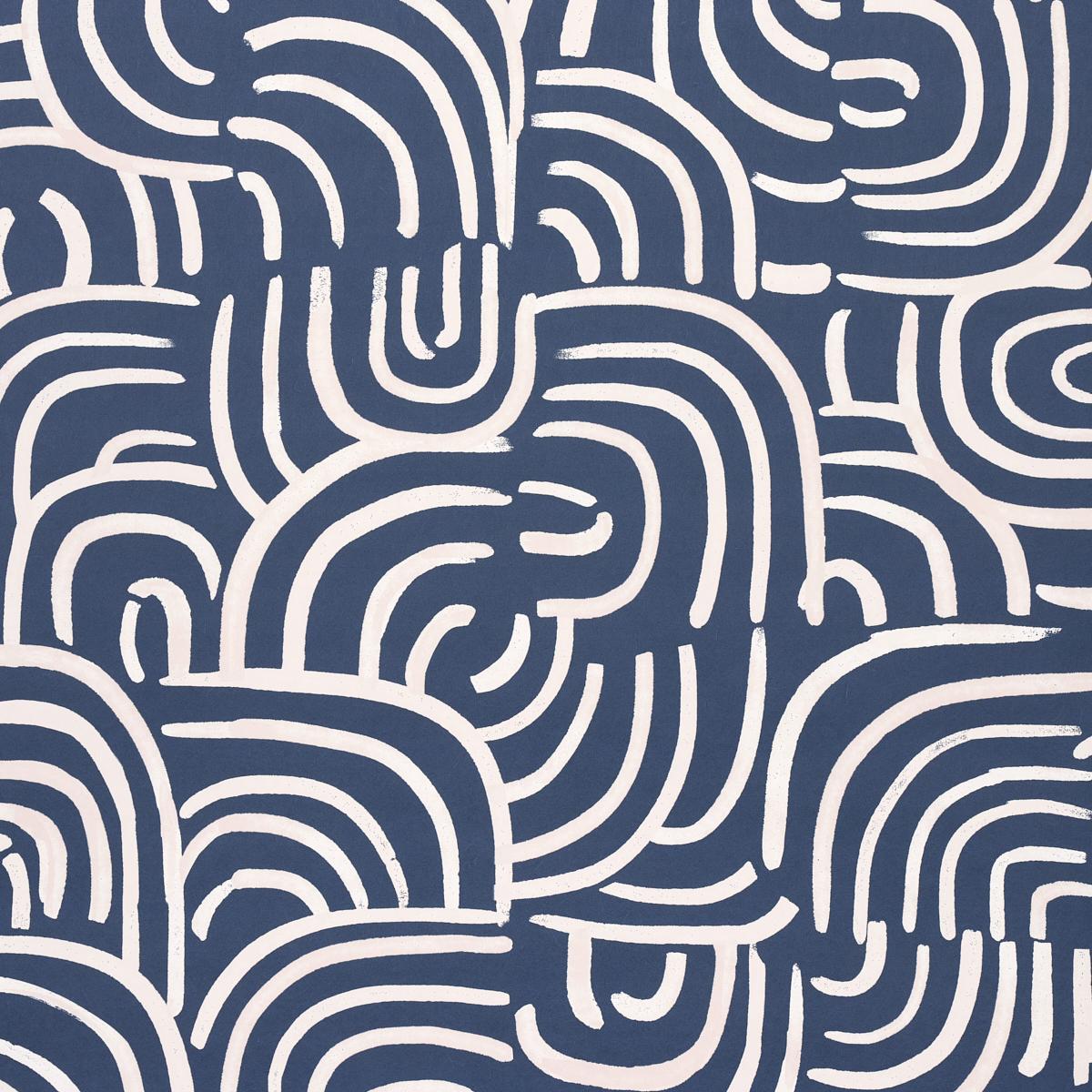 Schumacher Backdrop X Schumacher New Beat Dark Blue Wallpaper
