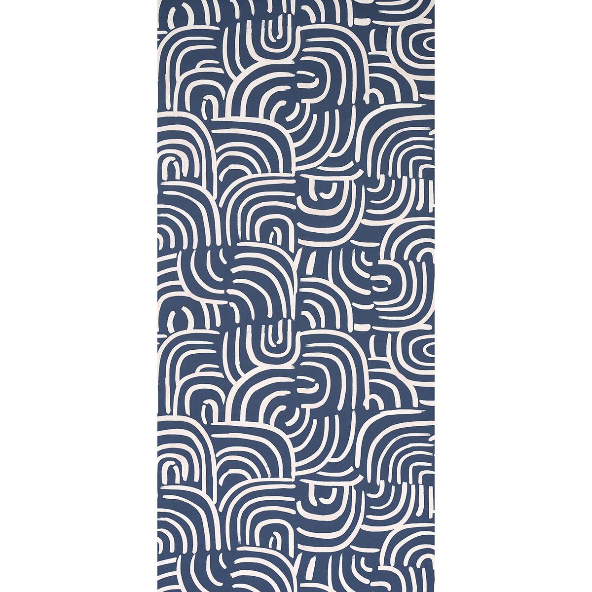 Schumacher Backdrop X Schumacher New Beat Dark Blue Wallpaper