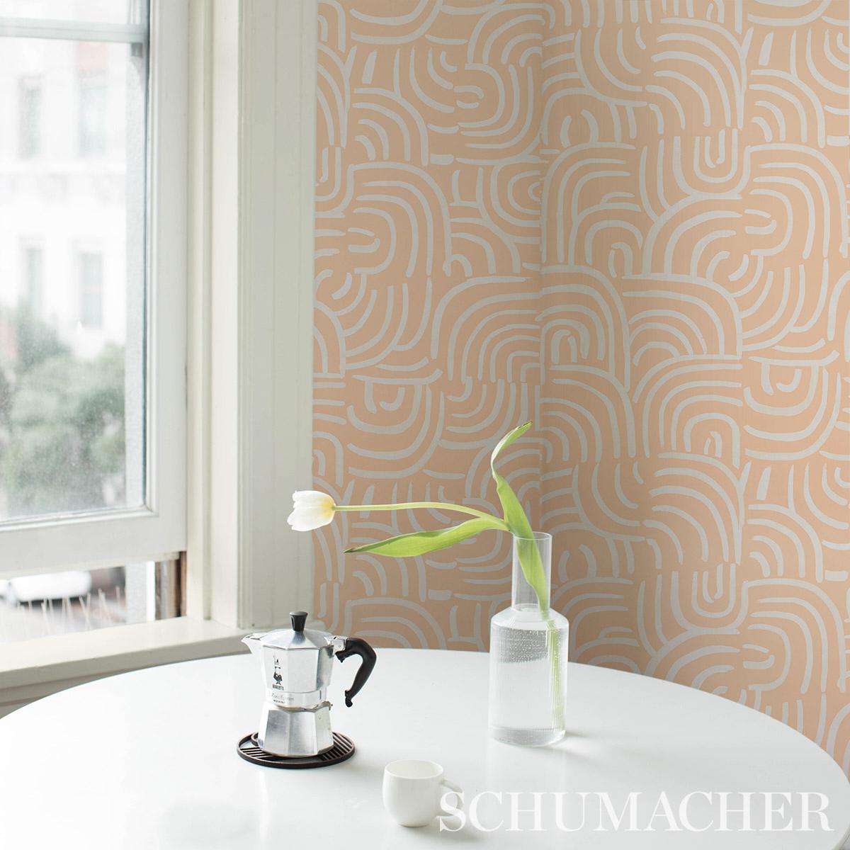 Schumacher Backdrop X Schumacher New Beat Light Peach Wallpaper