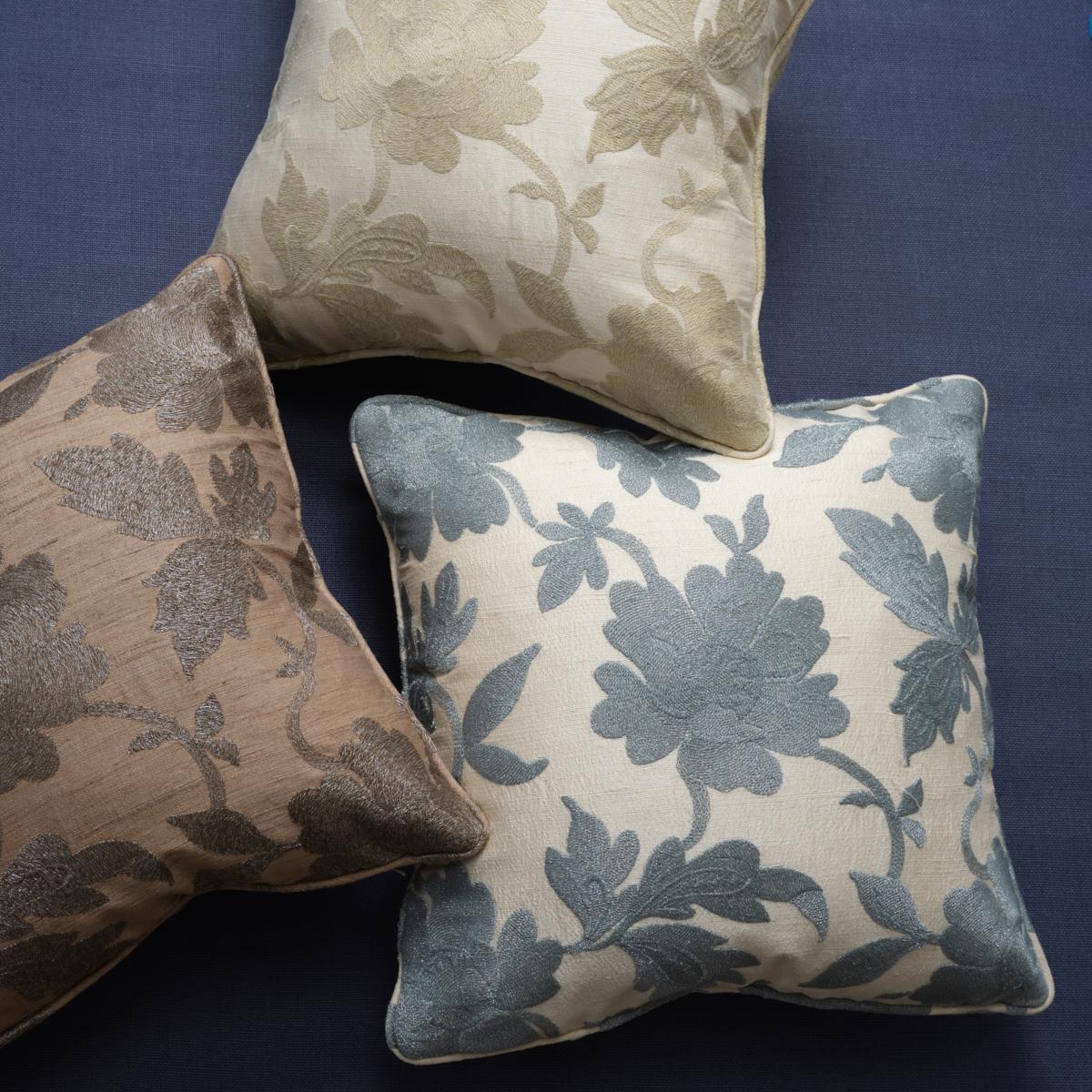 Schumacher Moon Garden Embroidery Blue Fabric