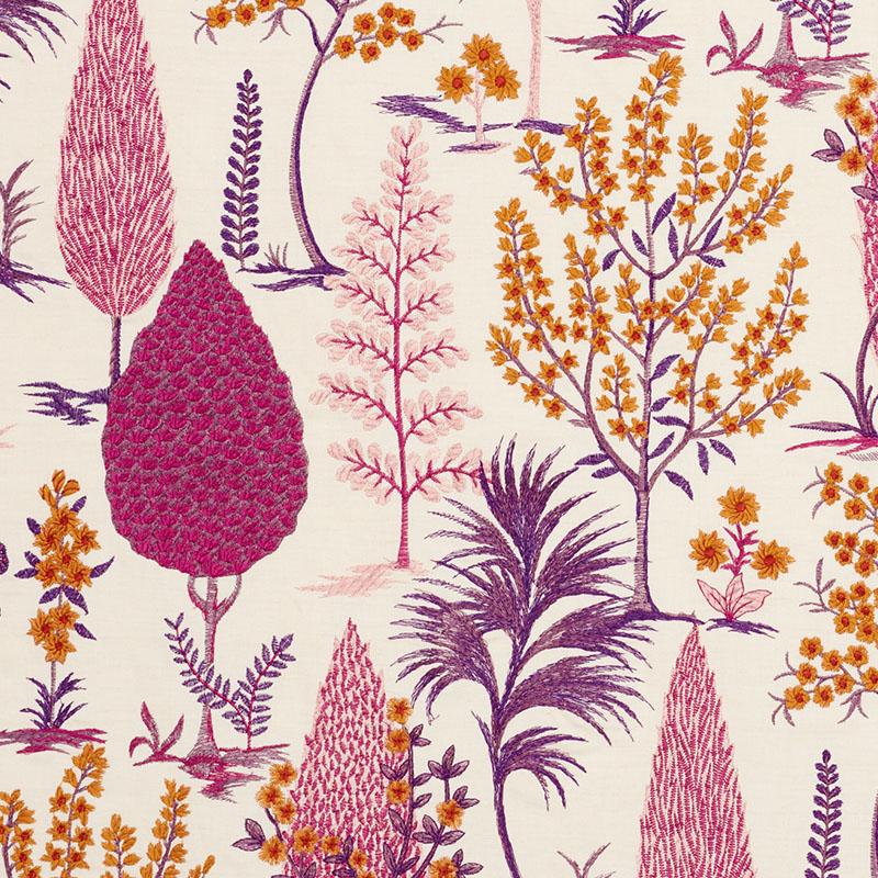Schumacher Pandora Embroidery Aubergine Fabric