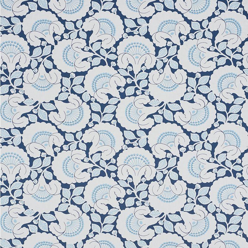 Schumacher Jackie Appliqu Embroidery Blue Fabric