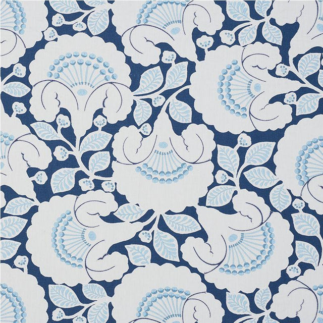 Schumacher Jackie Appliqu Embroidery Blue Fabric