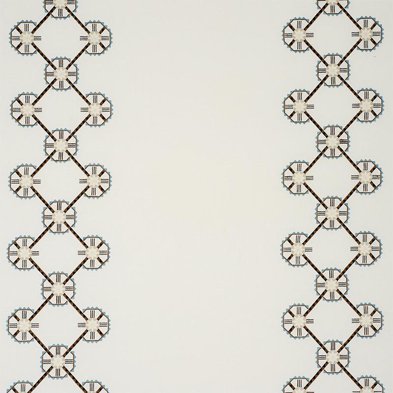 Schumacher Chamizal Embroidery Neutral & Sky Fabric