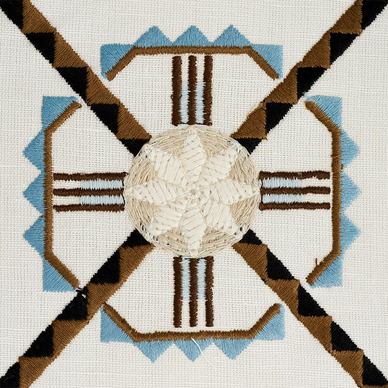 Schumacher Chamizal Embroidery Neutral & Sky Fabric