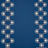 Schumacher Chamizal Embroidery Blue & Red Fabric