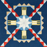 Schumacher Chamizal Embroidery Blue & Red Fabric
