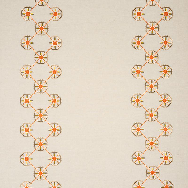 Schumacher Chamizal Embroidery Orange & Pink Fabric