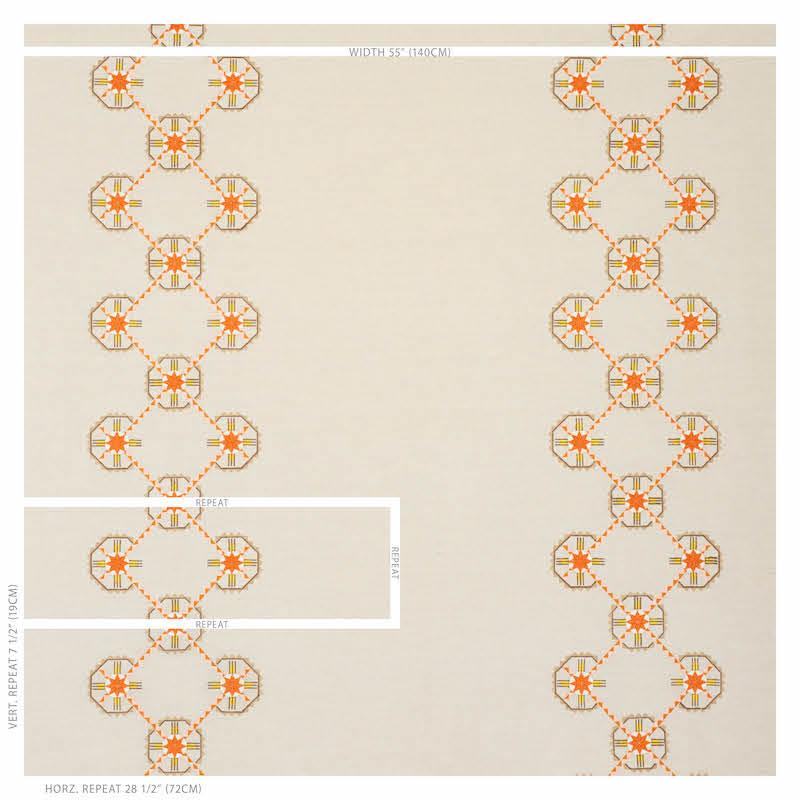 Schumacher Chamizal Embroidery Orange & Pink Fabric