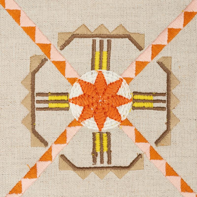 Schumacher Chamizal Embroidery Orange & Pink Fabric
