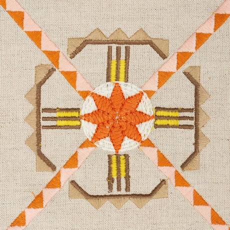 Schumacher Chamizal Embroidery Orange & Pink Fabric