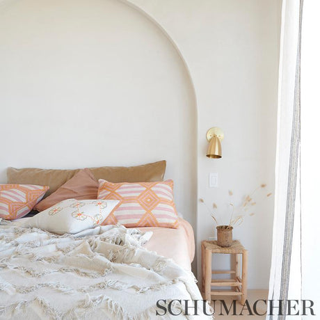 Schumacher Chamizal Embroidery Orange & Pink Fabric