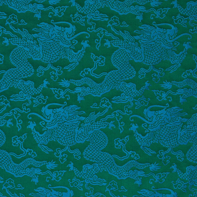 Schumacher Ruan Dragon Damask Emerald Fabric
