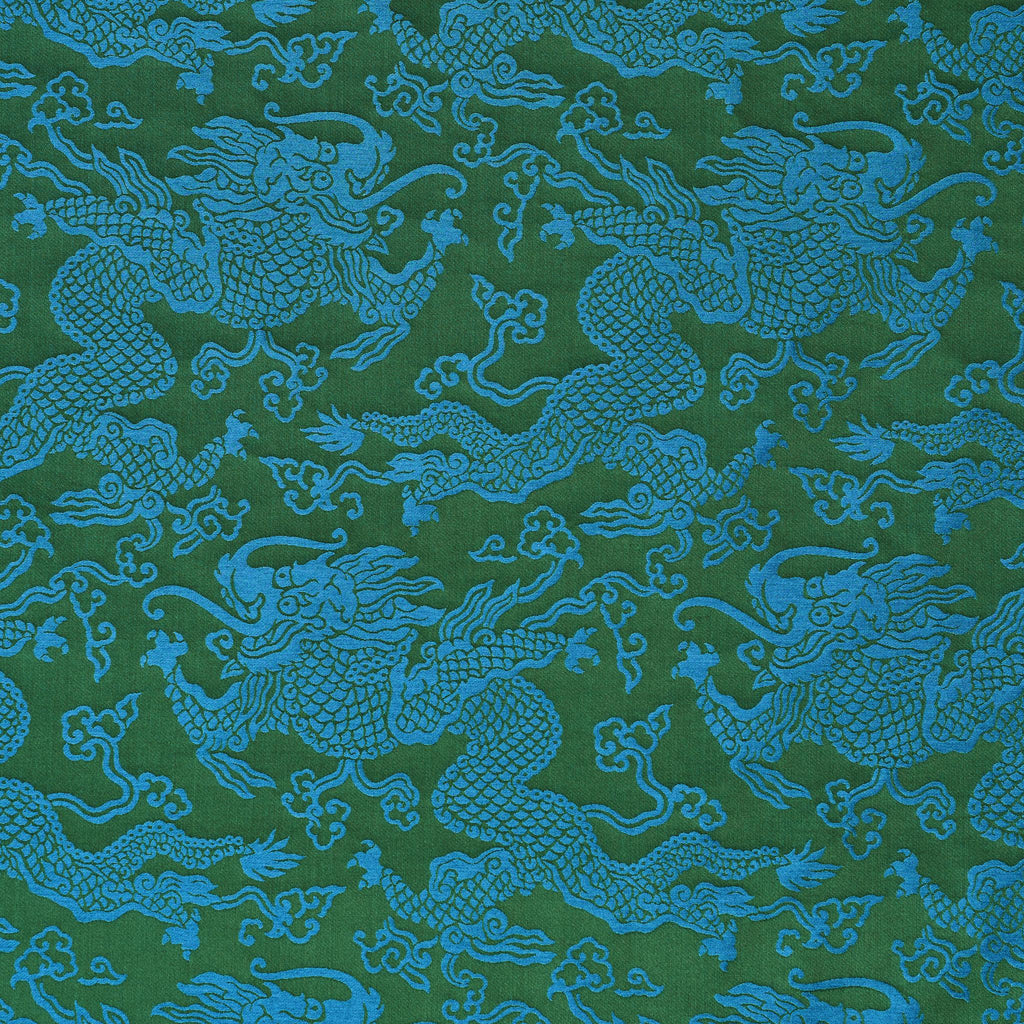 Schumacher Ruan Dragon Damask Emerald Fabric