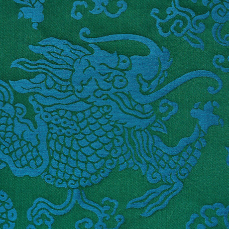 Schumacher Ruan Dragon Damask Emerald Fabric