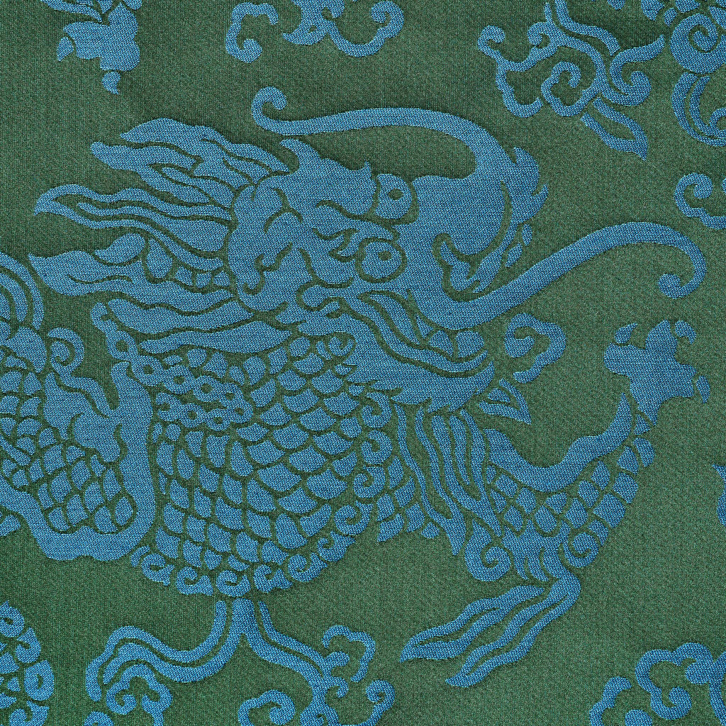 Schumacher Ruan Dragon Damask Emerald Fabric