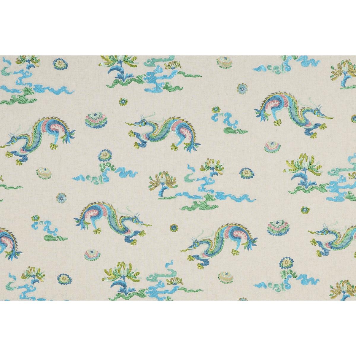 Schumacher Hanlun Dragon Embroidery Natural Fabric