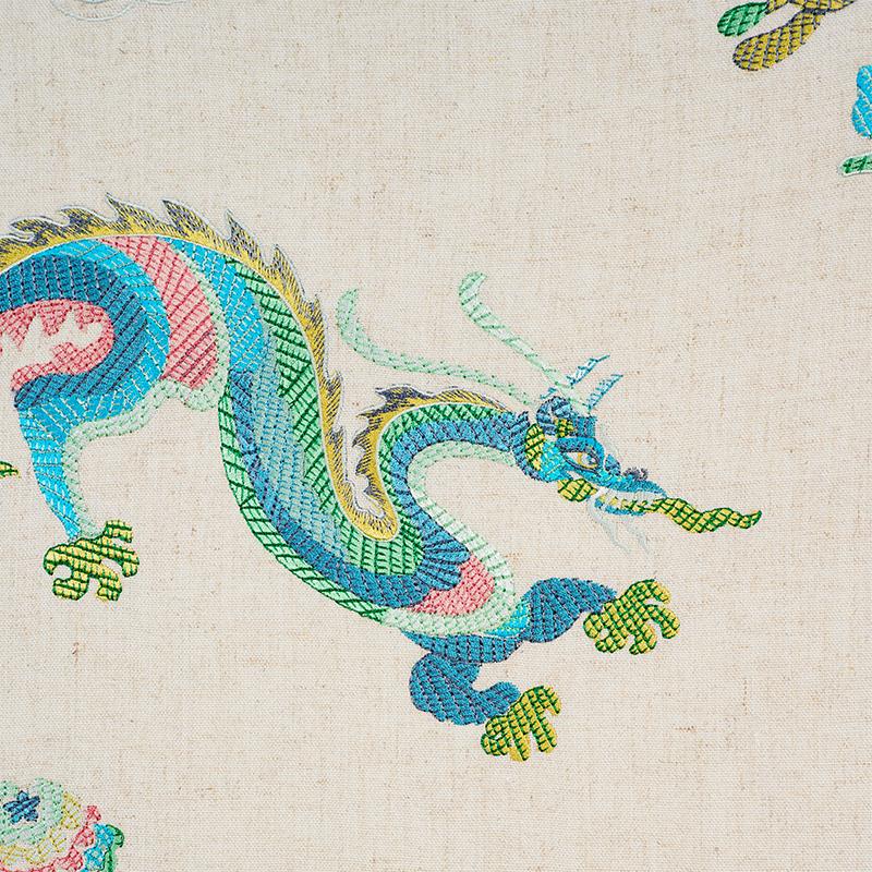Schumacher Hanlun Dragon Embroidery Natural Fabric