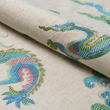 Schumacher Hanlun Dragon Embroidery Natural Fabric