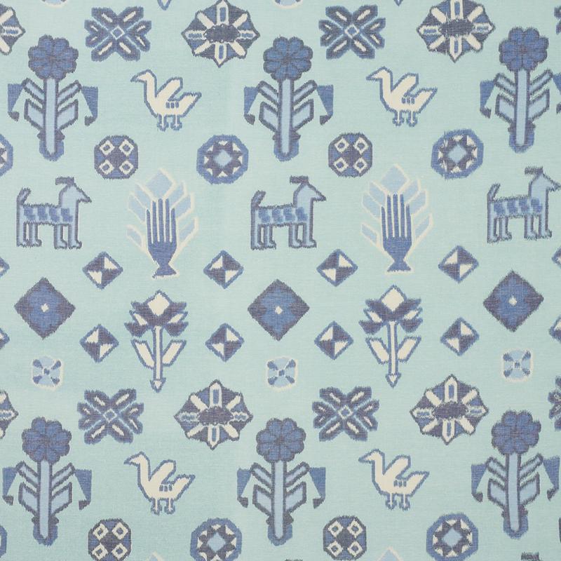 Schumacher Chuska Warp Print Blue Fabric