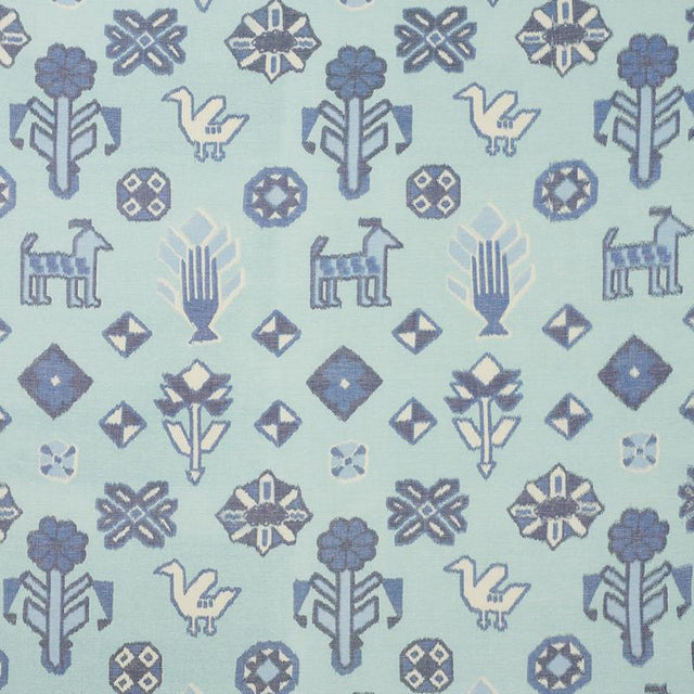 Schumacher Chuska Warp Print Blue Fabric