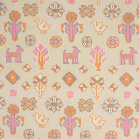 Schumacher Chuska Warp Print Pink & Orange Fabric