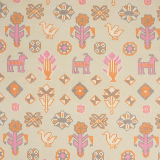 Schumacher Chuska Warp Print Pink & Orange Fabric