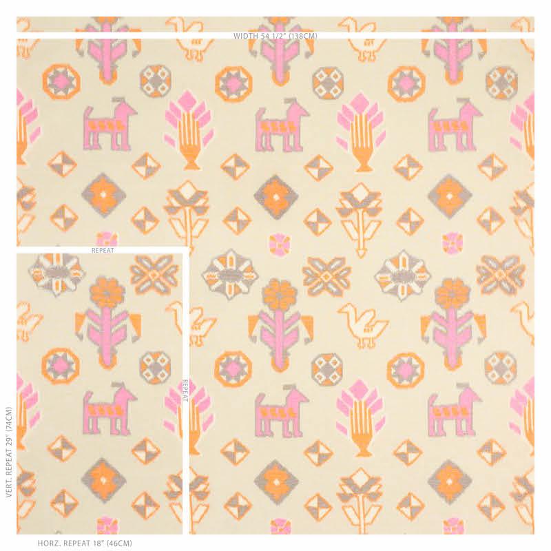 Schumacher Chuska Warp Print Pink & Orange Fabric