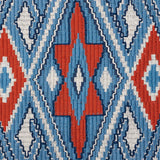 Schumacher Bayeta Embroidery Blue & Red Fabric