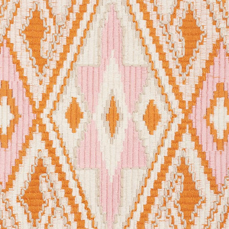 Schumacher Bayeta Embroidery Pink & Orange Fabric