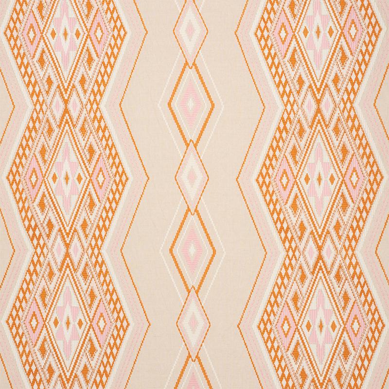 Schumacher Bayeta Embroidery Pink & Orange Fabric