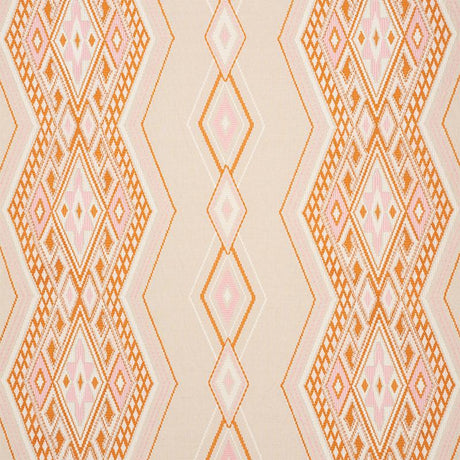 Schumacher Bayeta Embroidery Pink & Orange Fabric