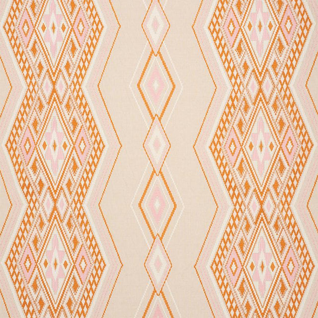 Schumacher Bayeta Embroidery Pink & Orange Fabric