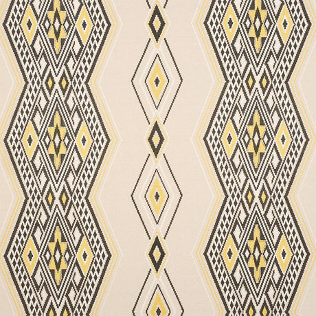 Schumacher Bayeta Embroidery Yellow & Neutral Fabric