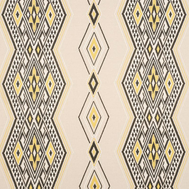 Schumacher Bayeta Embroidery Yellow & Neutral Fabric