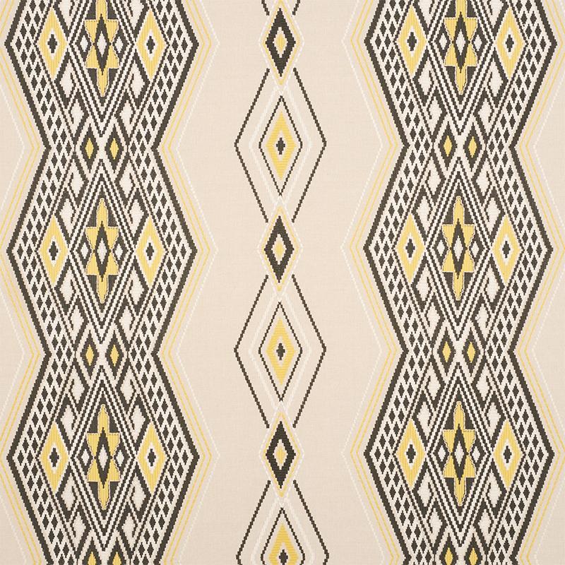 Schumacher Bayeta Embroidery Yellow & Neutral Fabric