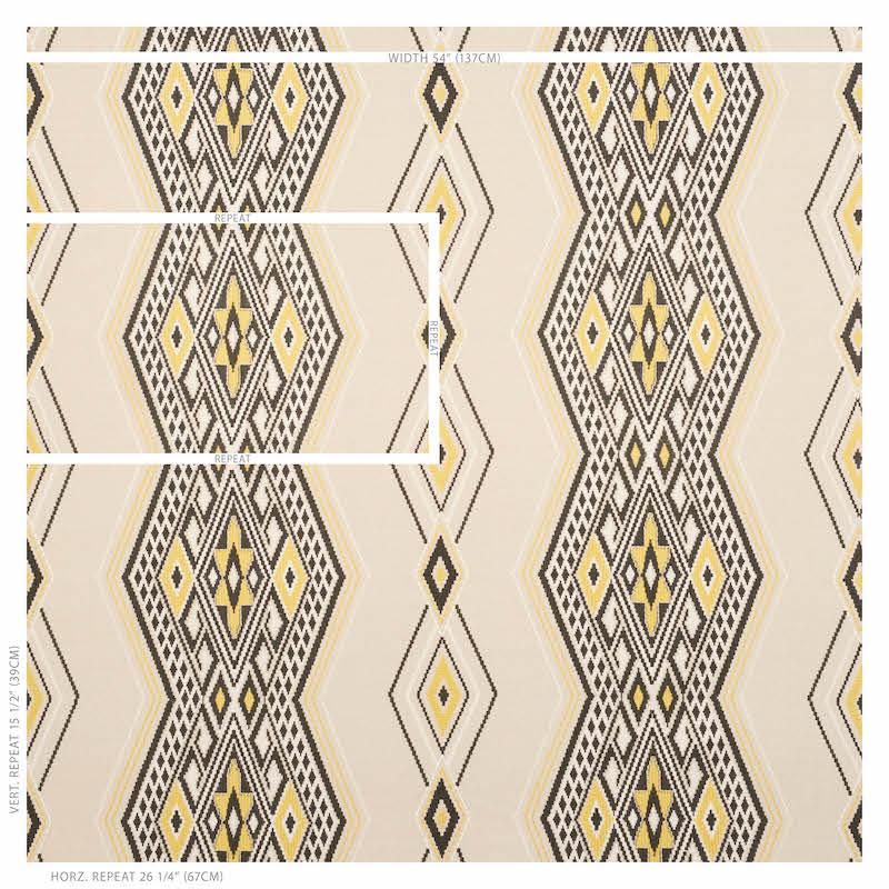 Schumacher Bayeta Embroidery Yellow & Neutral Fabric