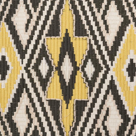 Schumacher Bayeta Embroidery Yellow & Neutral Fabric