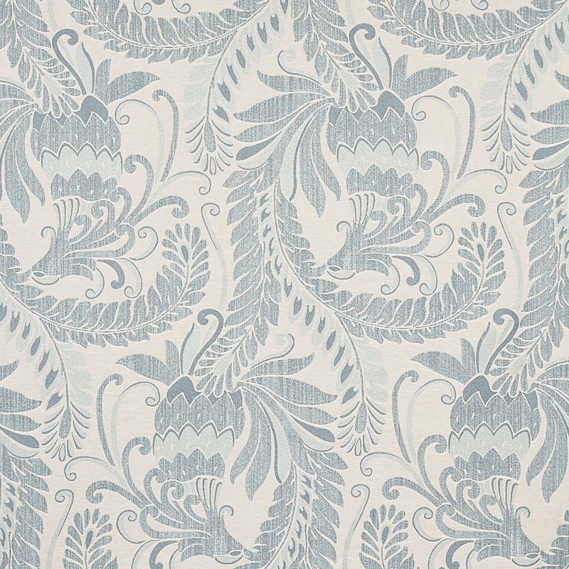 Schumacher Orley Jaquard Blue On Light Blue Fabric