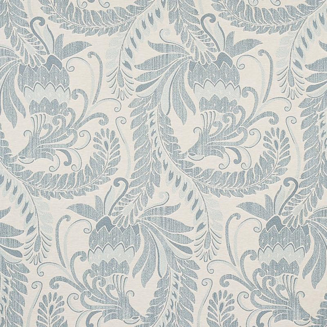 Schumacher Orley Jaquard Blue On Light Blue Fabric