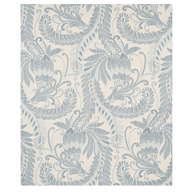 Schumacher Orley Jaquard Blue On Light Blue Fabric
