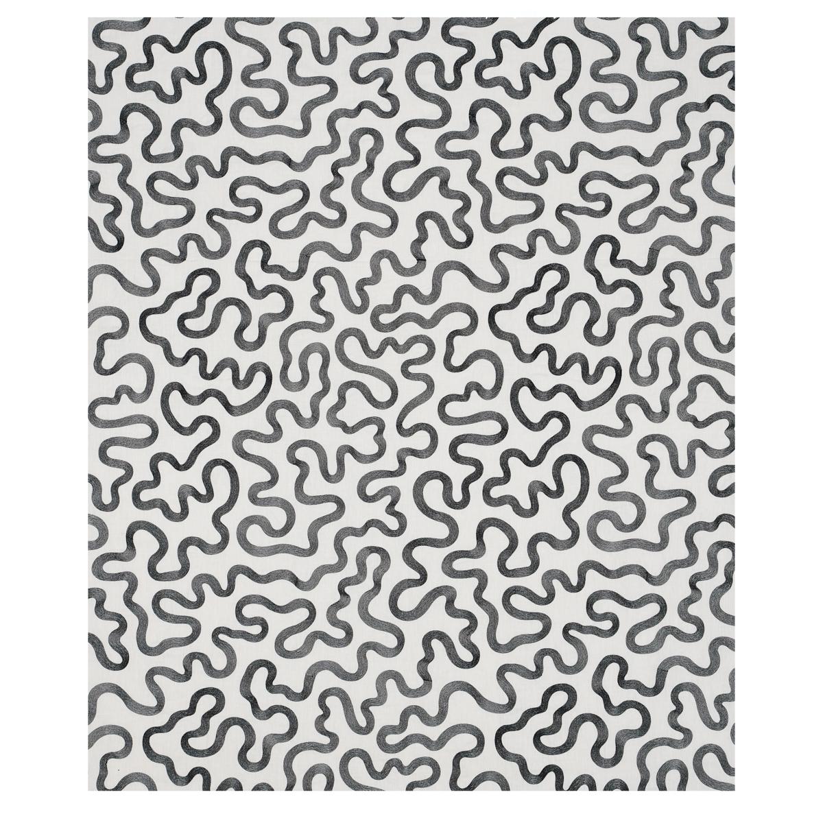 Schumacher Riley Embroidery Black On Ivory Fabric