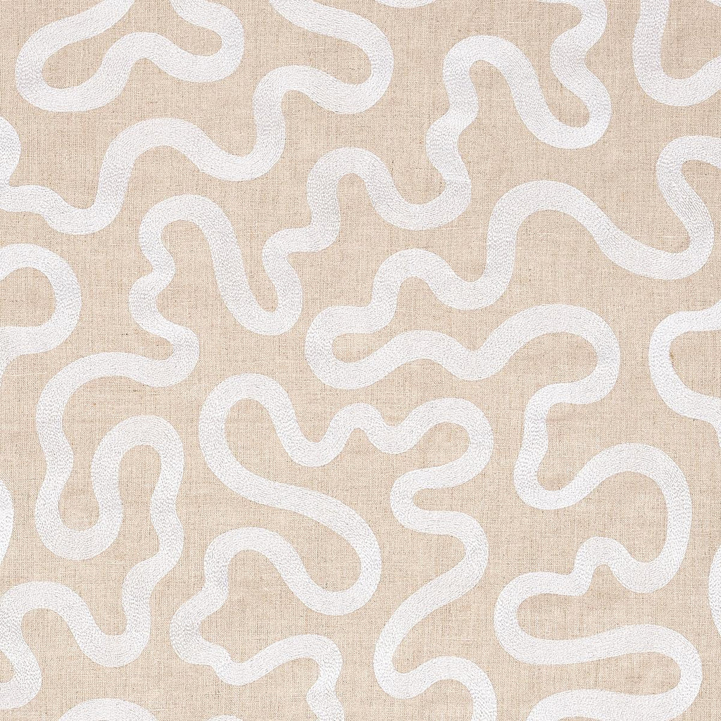 Schumacher Riley Embroidery Ivory On Natural Fabric
