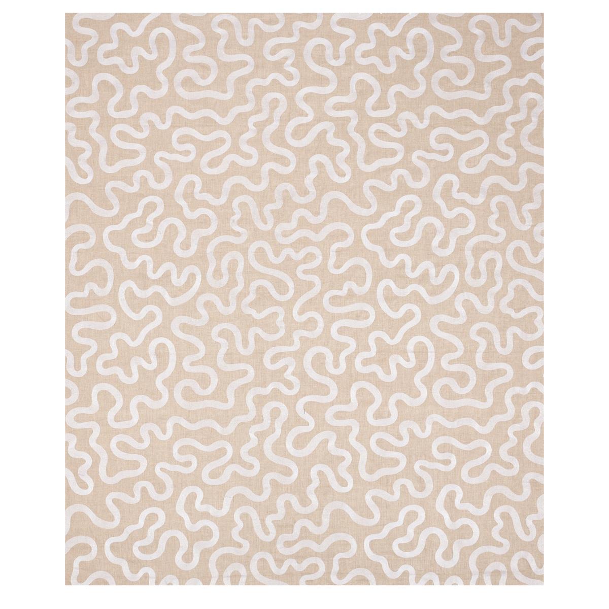 Schumacher Riley Embroidery Ivory On Natural Fabric