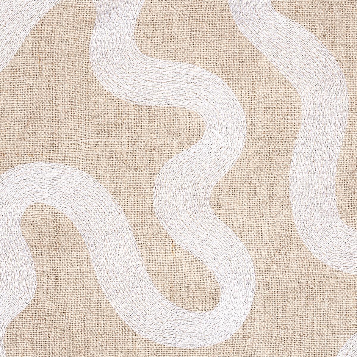 Schumacher Riley Embroidery Ivory On Natural Fabric