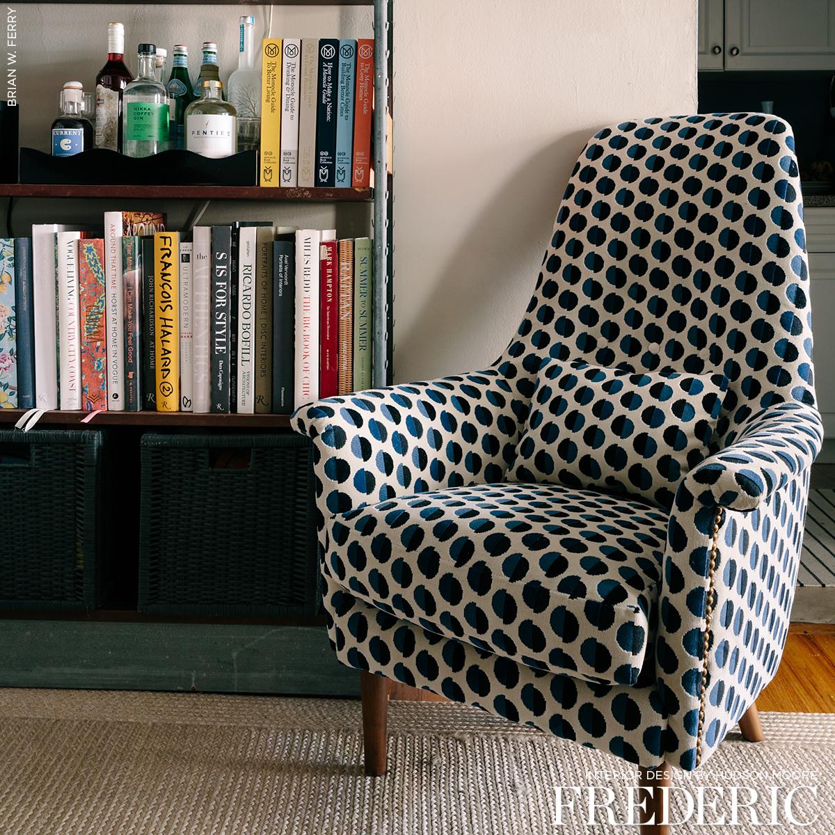 Schumacher Half Moon Velvet Navy Fabric