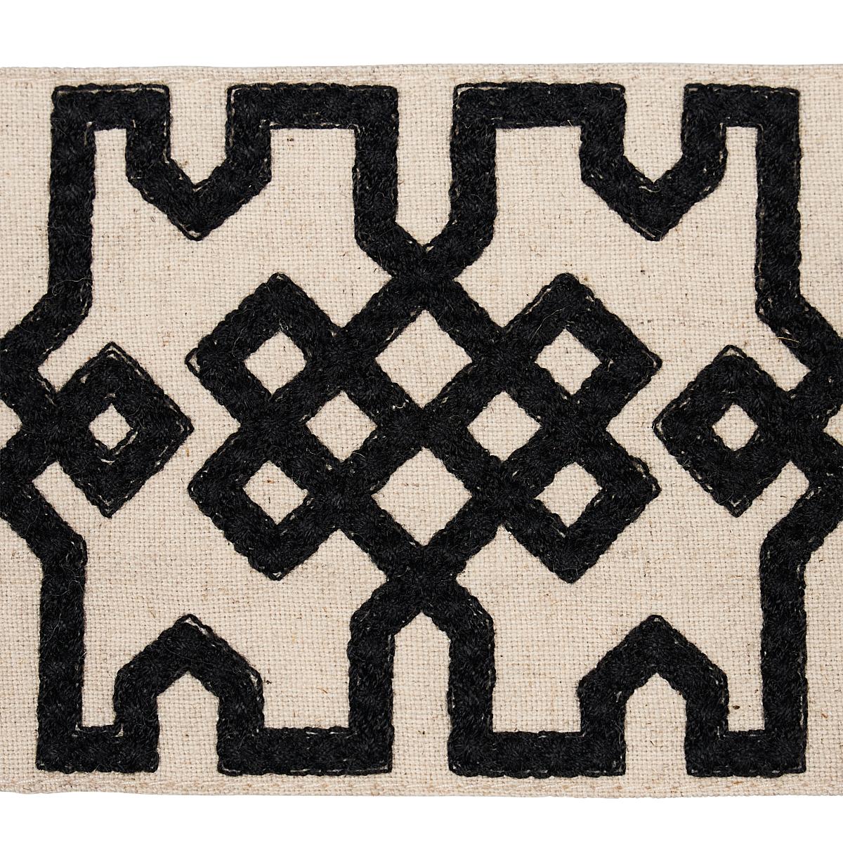 Schumacher Black On Unbleached Knotted Trellis Tape