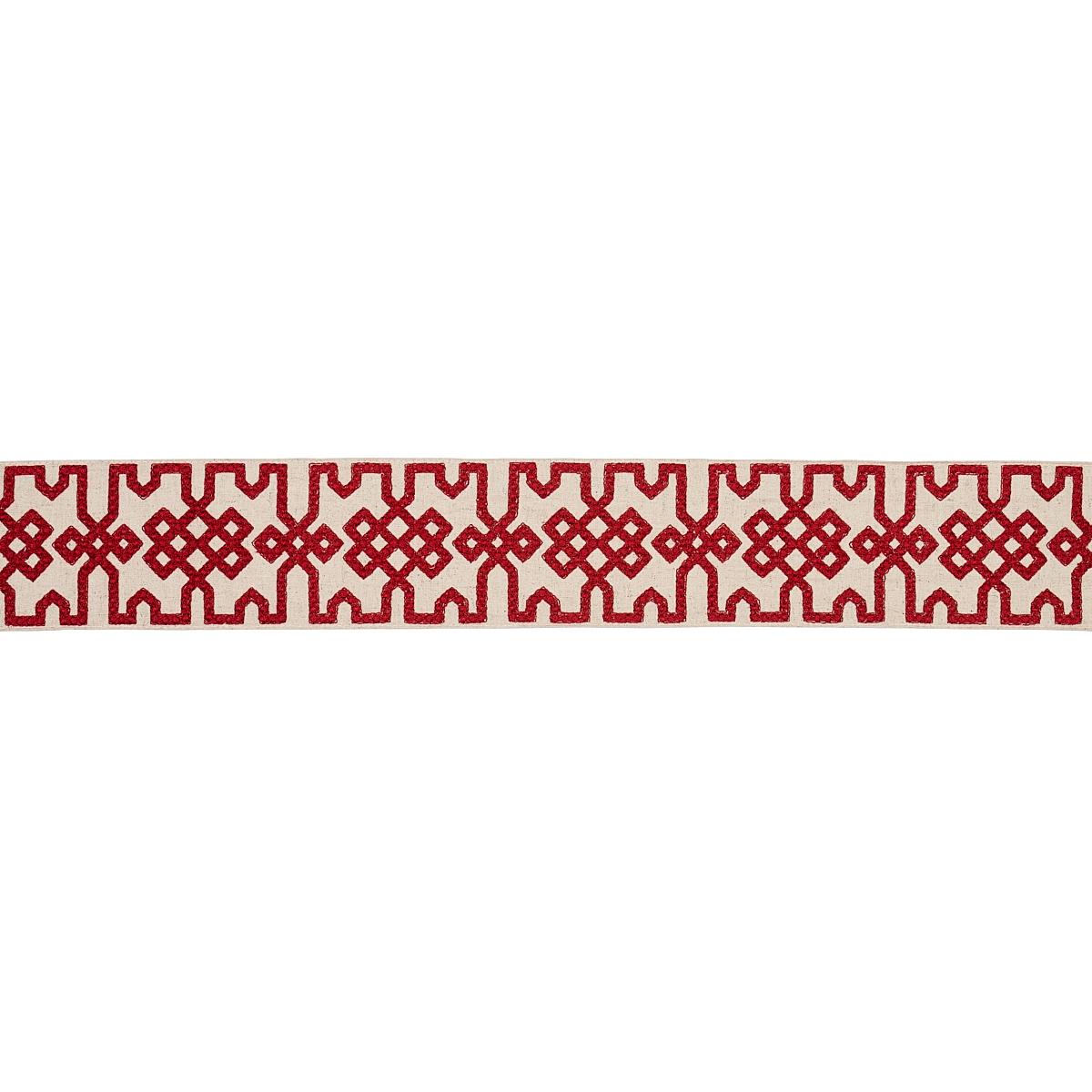 Schumacher Crimson On Unbleached Knotted Trellis Tape