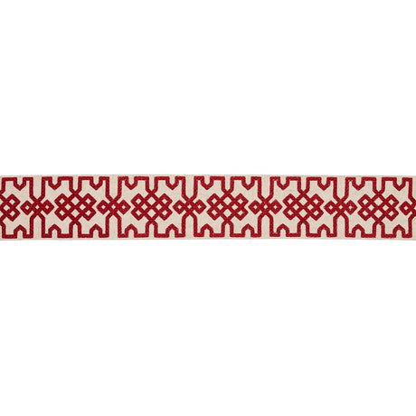 Schumacher Crimson On Unbleached Knotted Trellis Tape