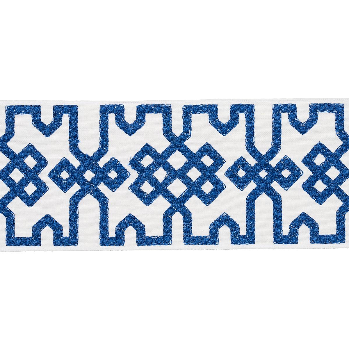 Schumacher Blue On White Knotted Trellis Tape